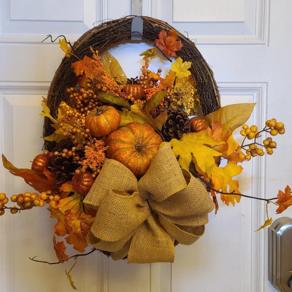 Seasonal Wreaths - EASTER, Fall, Christmas, Winter, Hannukah, White puff: Pick 1